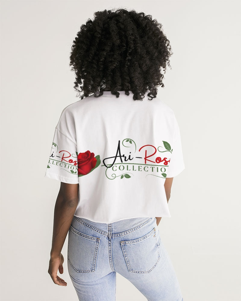 Ari-Rose White Collection Women's All-Over Print Lounge Cropped Tee