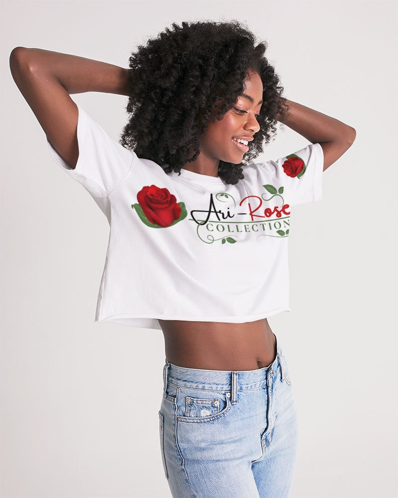 Ari-Rose White Collection Women's All-Over Print Lounge Cropped Tee