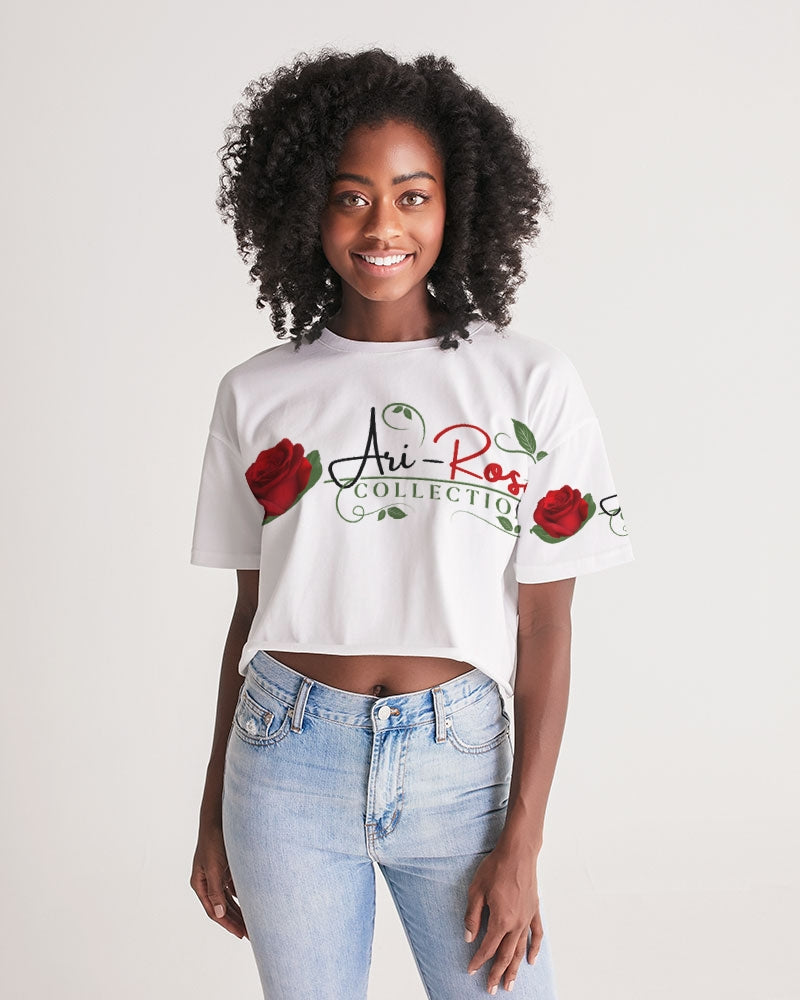 Ari-Rose White Collection Women's All-Over Print Lounge Cropped Tee